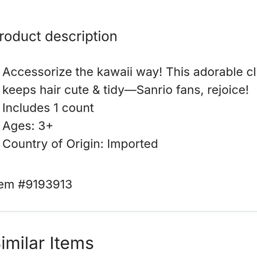 Hello Kitty By Sanrio Claw Hair‎ Clip